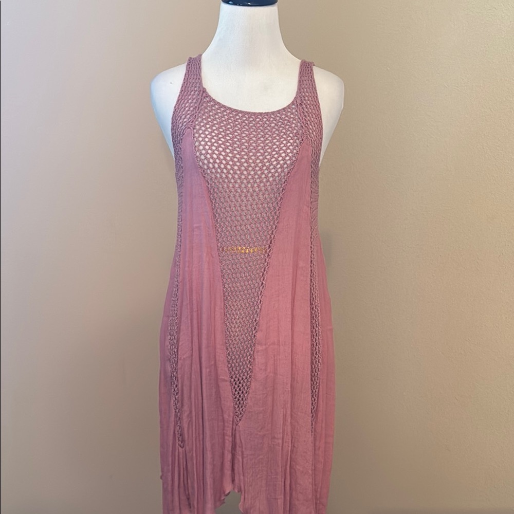 Elan Pink Crochet Swim Coverup